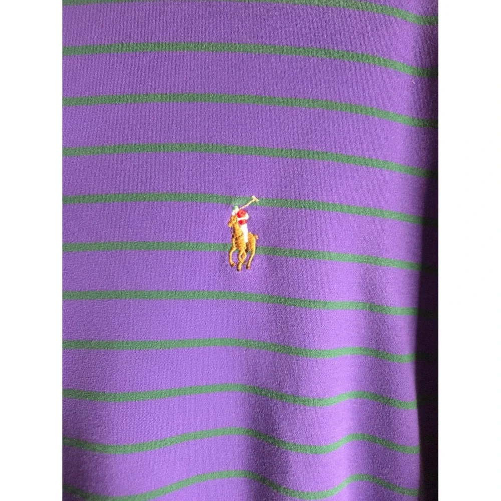 Polo Ralph Lauren Mens XXL Pima Soft Touch Striped Polo Shirt Purple Green 2142